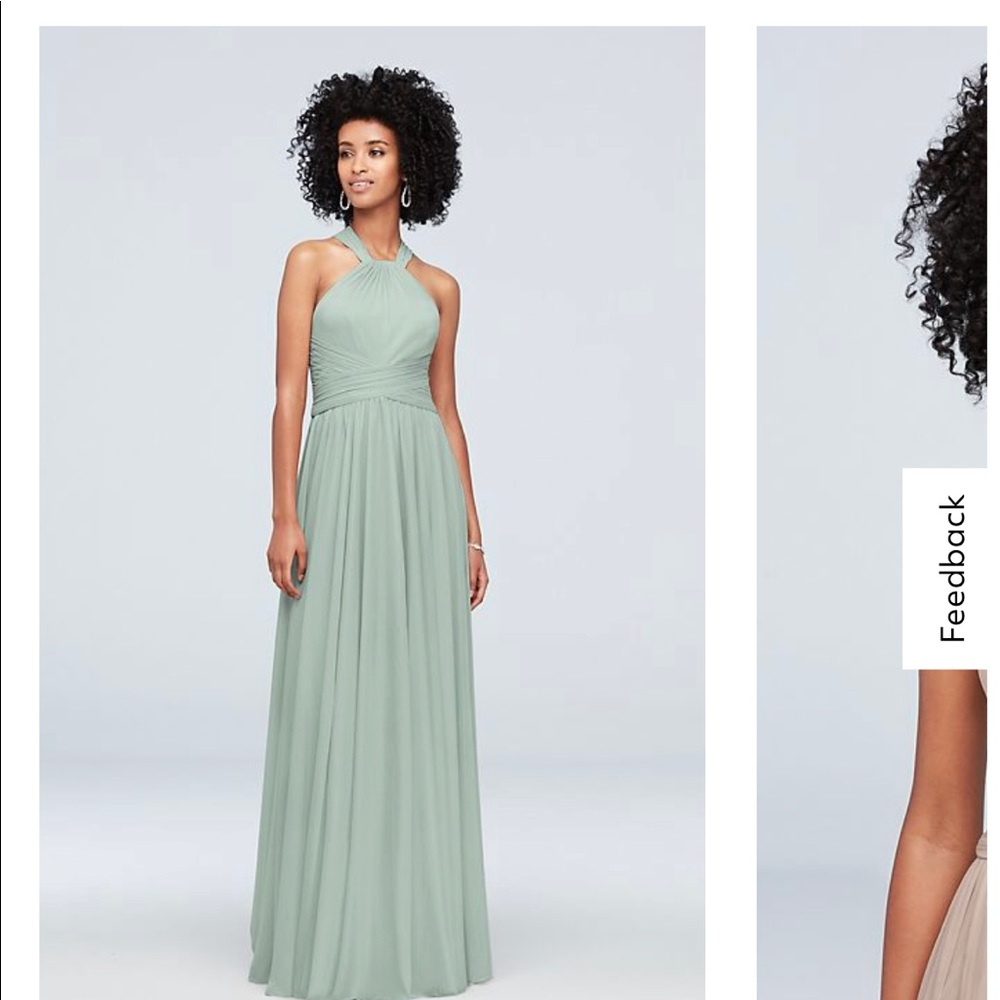 Plus size Women’s Mesh bridesmaid dress with high neck halter David’s Bridal